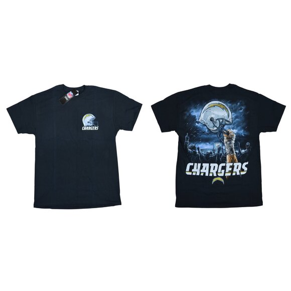 Los Angeles Chargers NFL Apparel Liquid Blue Sky Helmet Crew Neck T-Shirt NWT - Picture 1 of 3
